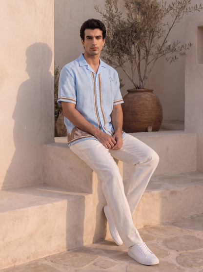 Blue Capricorn Cuban Collar Shirt