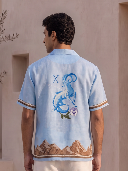 Blue Capricorn Cuban Collar Shirt