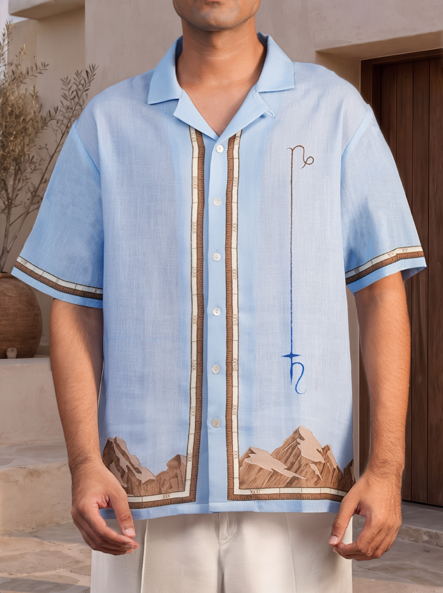 Blue Capricorn Cuban Collar Shirt