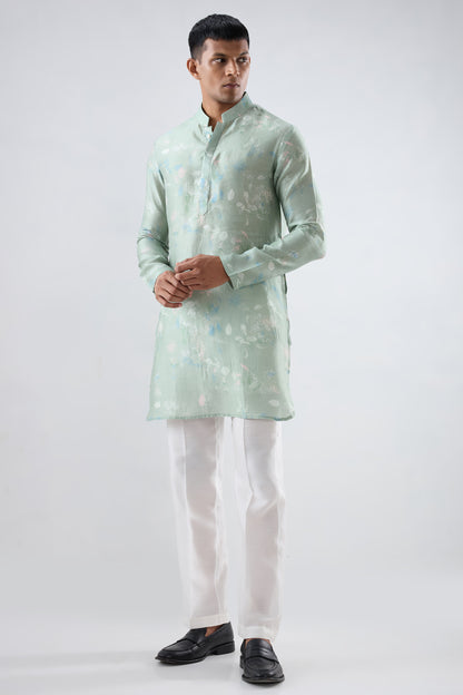 Mint Green Leaf Ecoprint Kurta