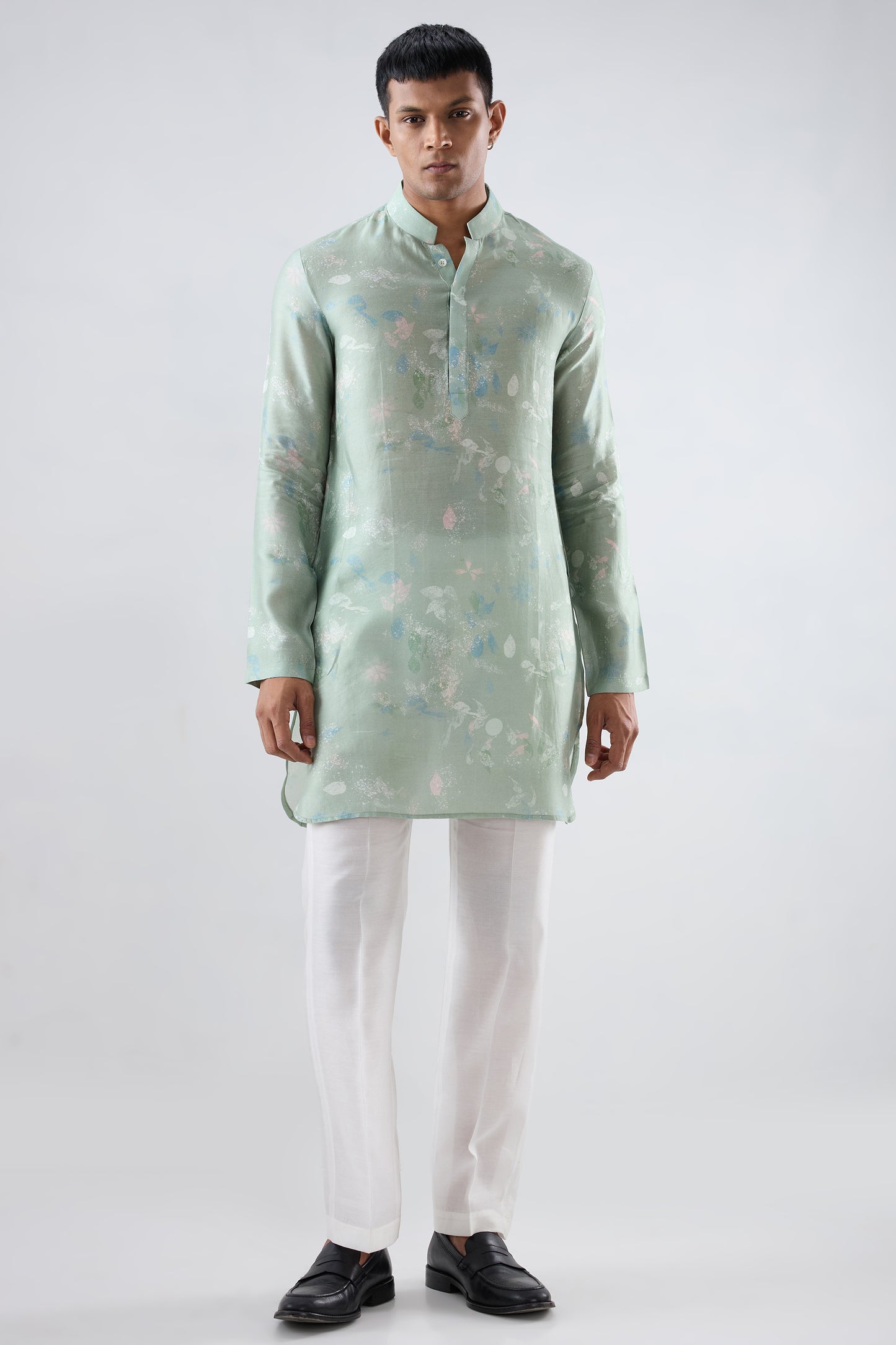 Mint Green Leaf Ecoprint Kurta