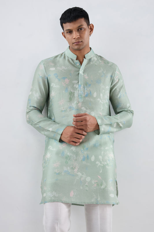 Mint Green Leaf Ecoprint Kurta