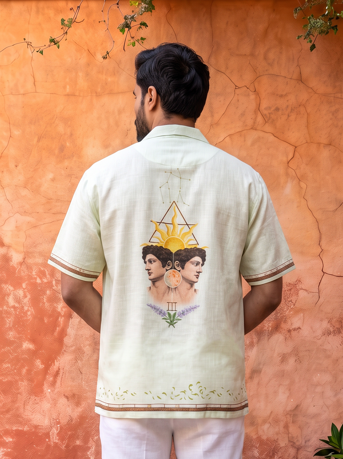 Green Gemini Cuban Collar Shirt