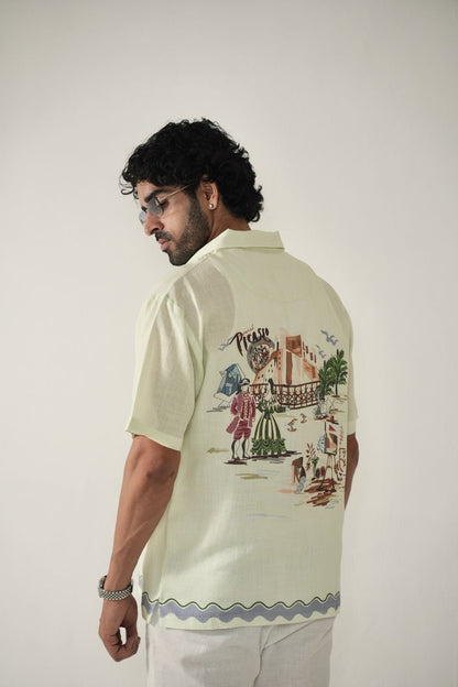 Green Antibes Cuban Collar Shirt
