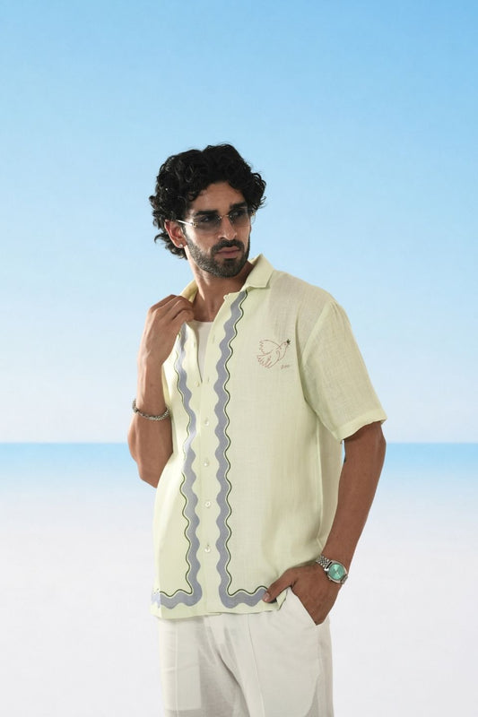 Green Antibes Cuban Collar Shirt
