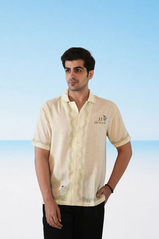 Green Nice Cuban Collar Shirt
