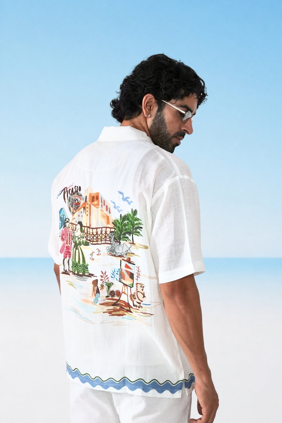 White Antibes Cuban Collar Shirt