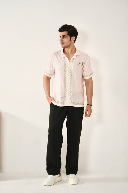 Pink Nice Cuban Collar Shirt