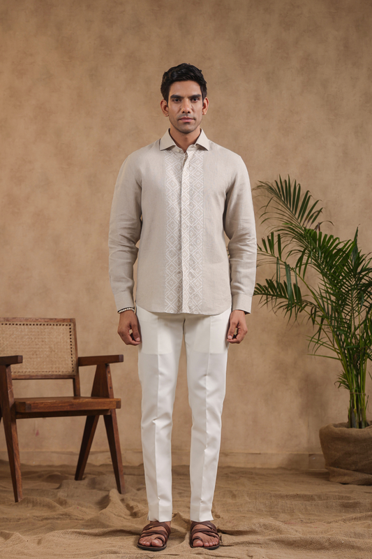 Full Sleeve Shirt With Vertical Moroccan Yokes