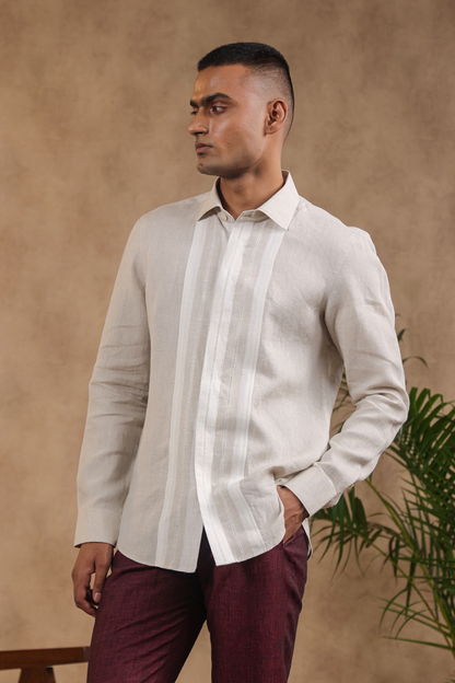 Full Sleeve Shirt With Vertical Striped Yokes