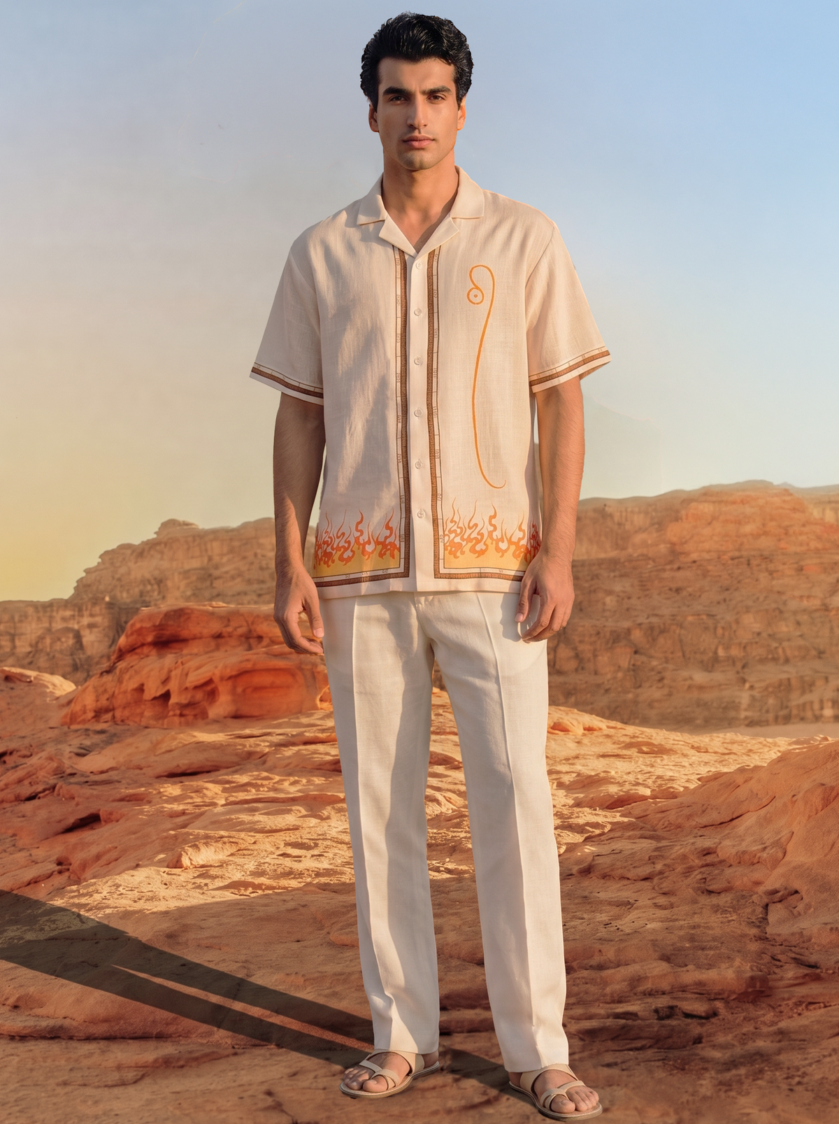 Cream Leo Cuban Collar Shirt