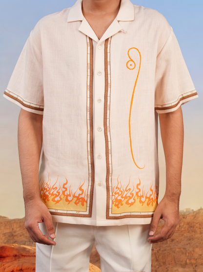 Cream Leo Cuban Collar Shirt