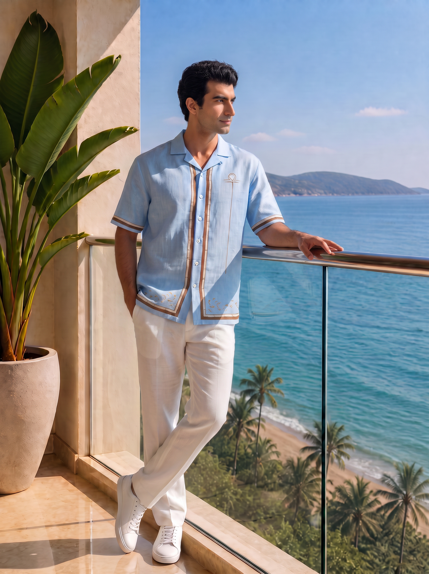 Blue Libra Cuban Collar Shirt