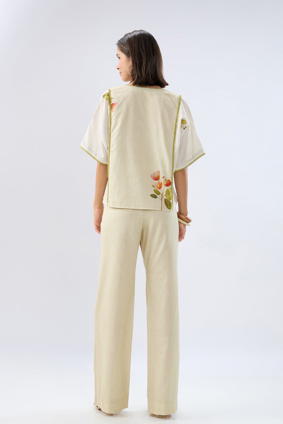Oversized Green Striped Floral Co-ord Set
