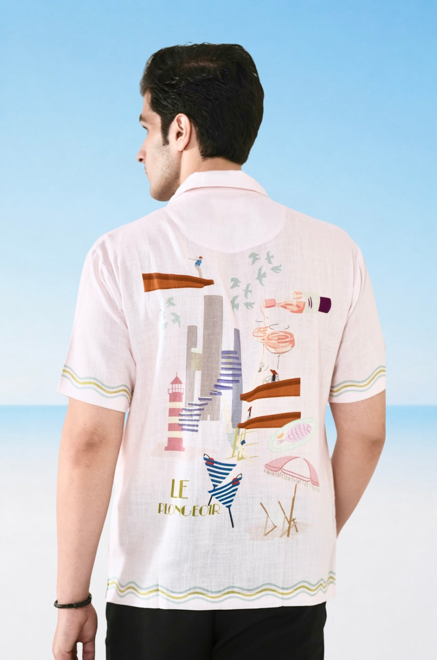 Pink Nice Cuban Collar Shirt