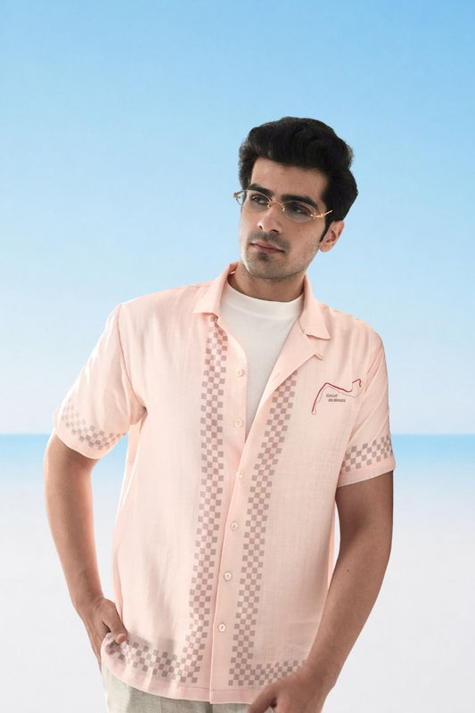 Peach Monaco Cuban Collar Shirt