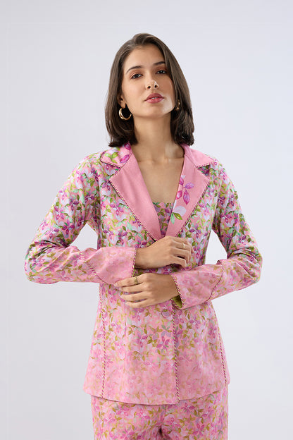 Pink Floral Blazer Set