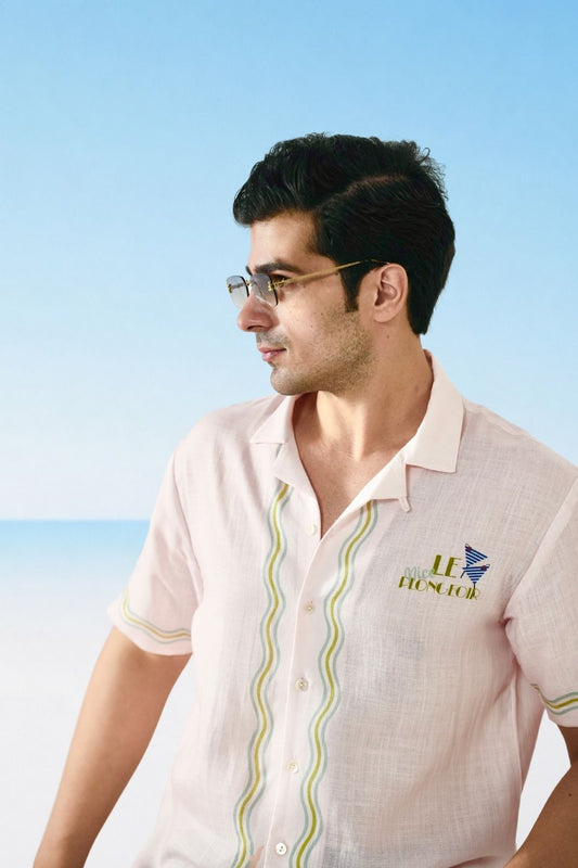 Pink Nice Cuban Collar Shirt