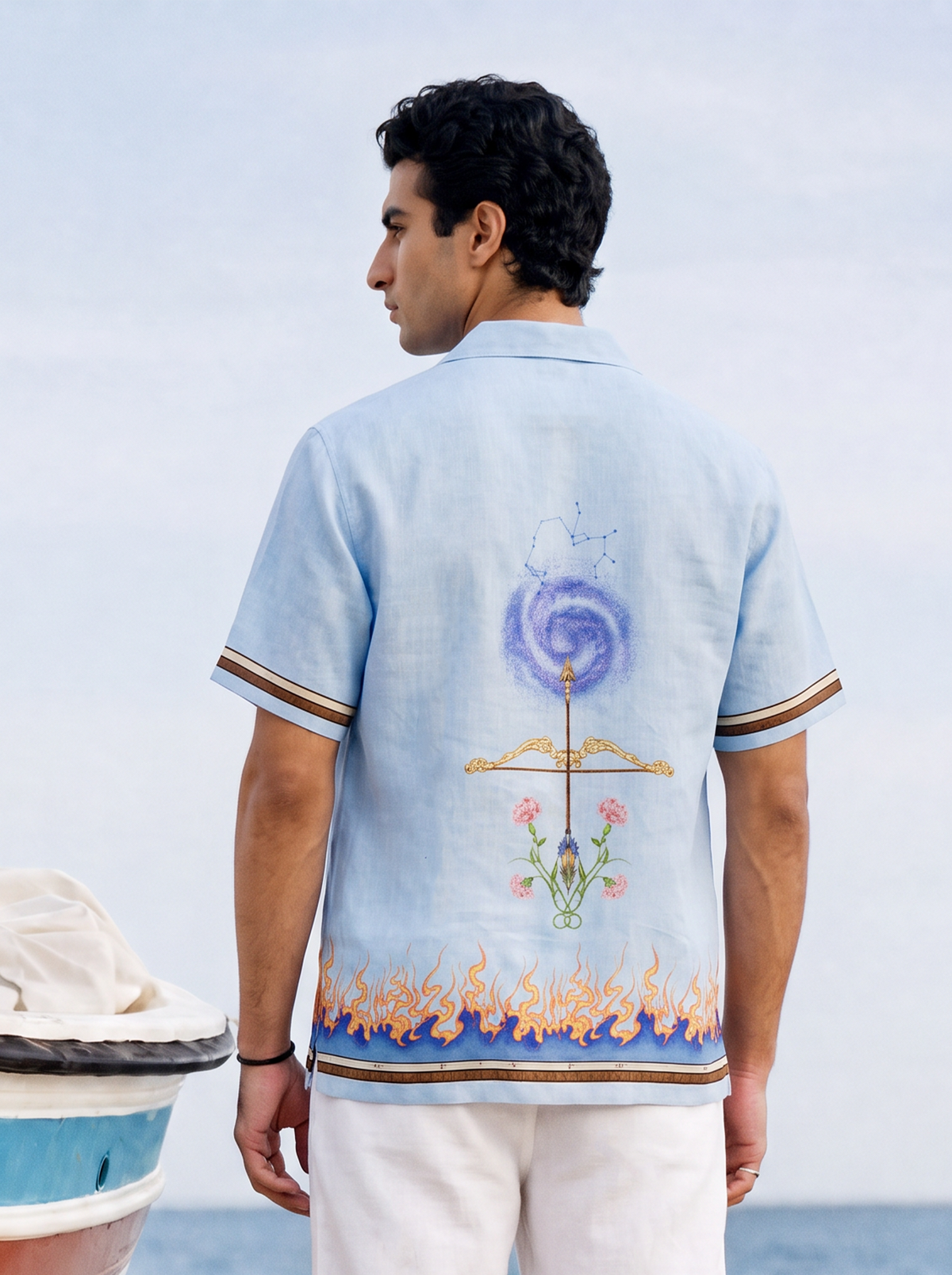 Blue Sagittarius Cuban Collar Shirt