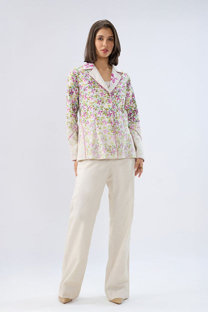 Ivory Floral Blazer Set