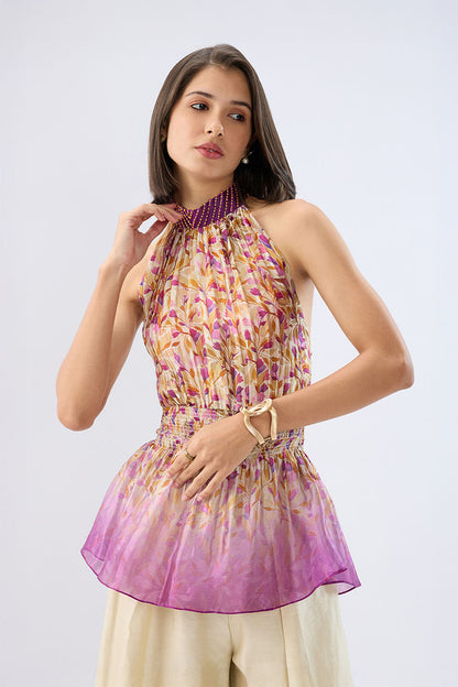 Ivory Floral Halterneck Co-ord Set