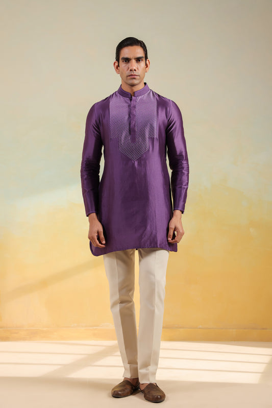 Purple Crosstitch Ombré Silk Kurta
