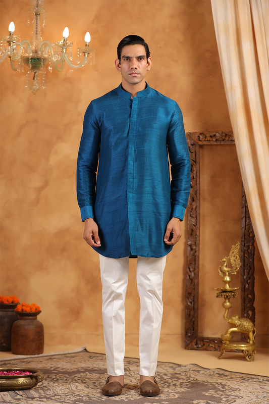 Blue Raw Silk Kurta