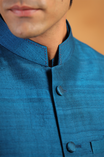 Blue Raw Silk Bandi