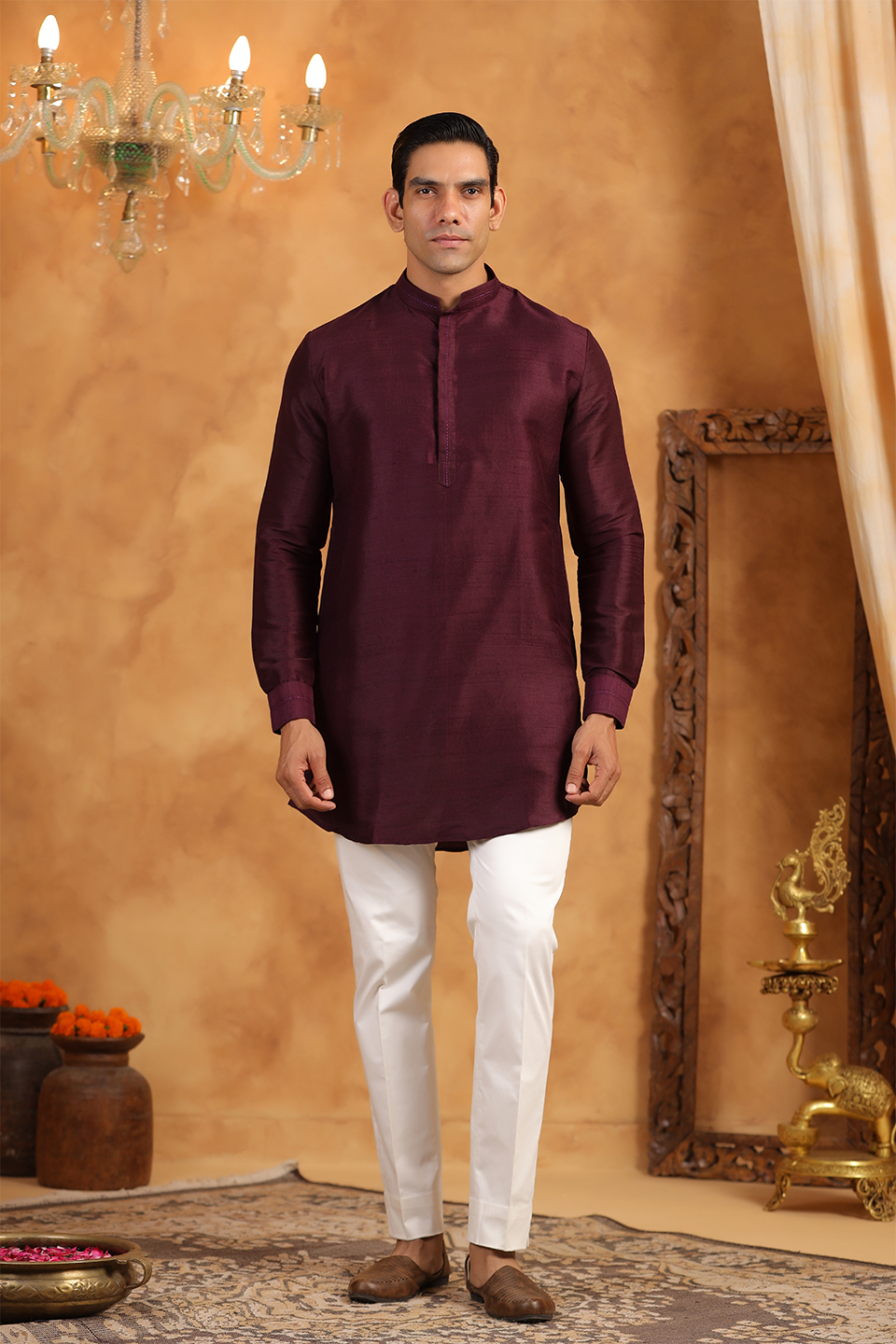 Wine Raw Silk Bandi