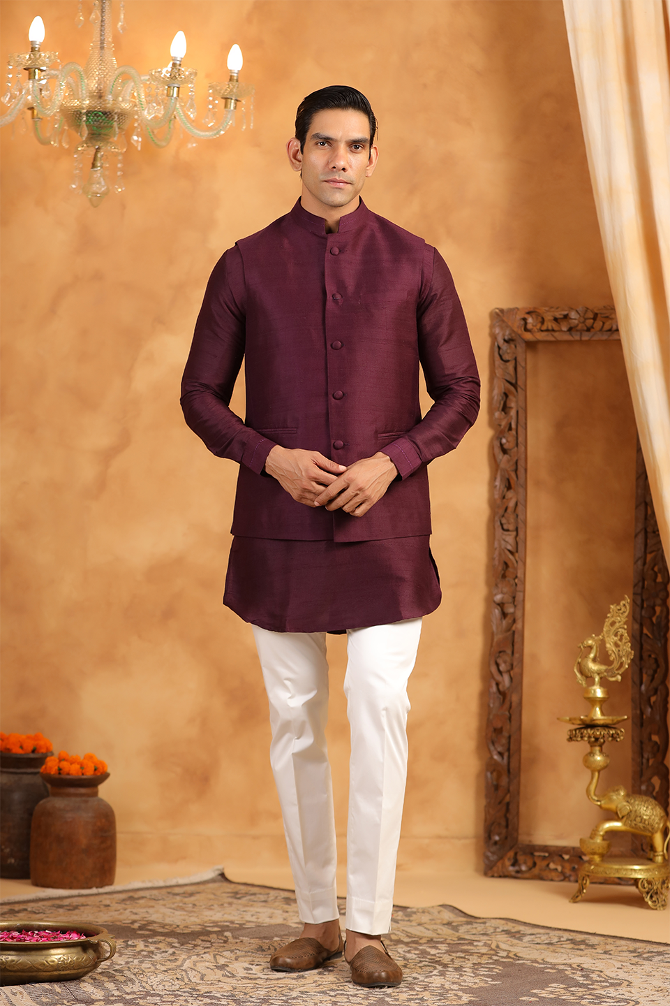 Wine Raw Silk Bandi