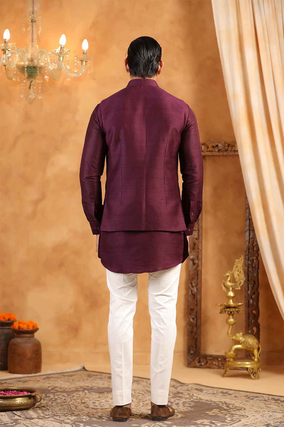 Wine Raw Silk Bandi