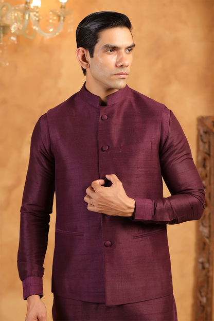 Wine Raw Silk Bandi