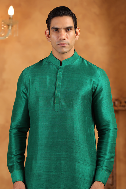 Green Raw Silk Kurta