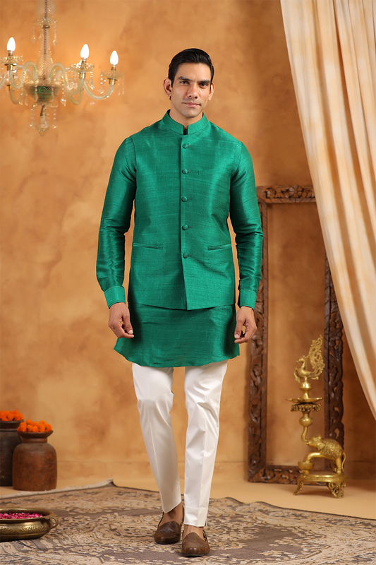 Green Raw Silk Bandi