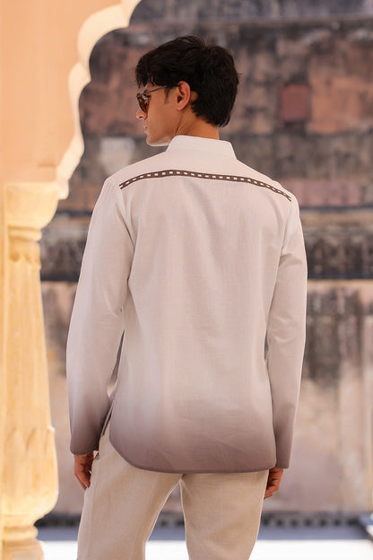 White Embroidered Kurta Shirt Horse