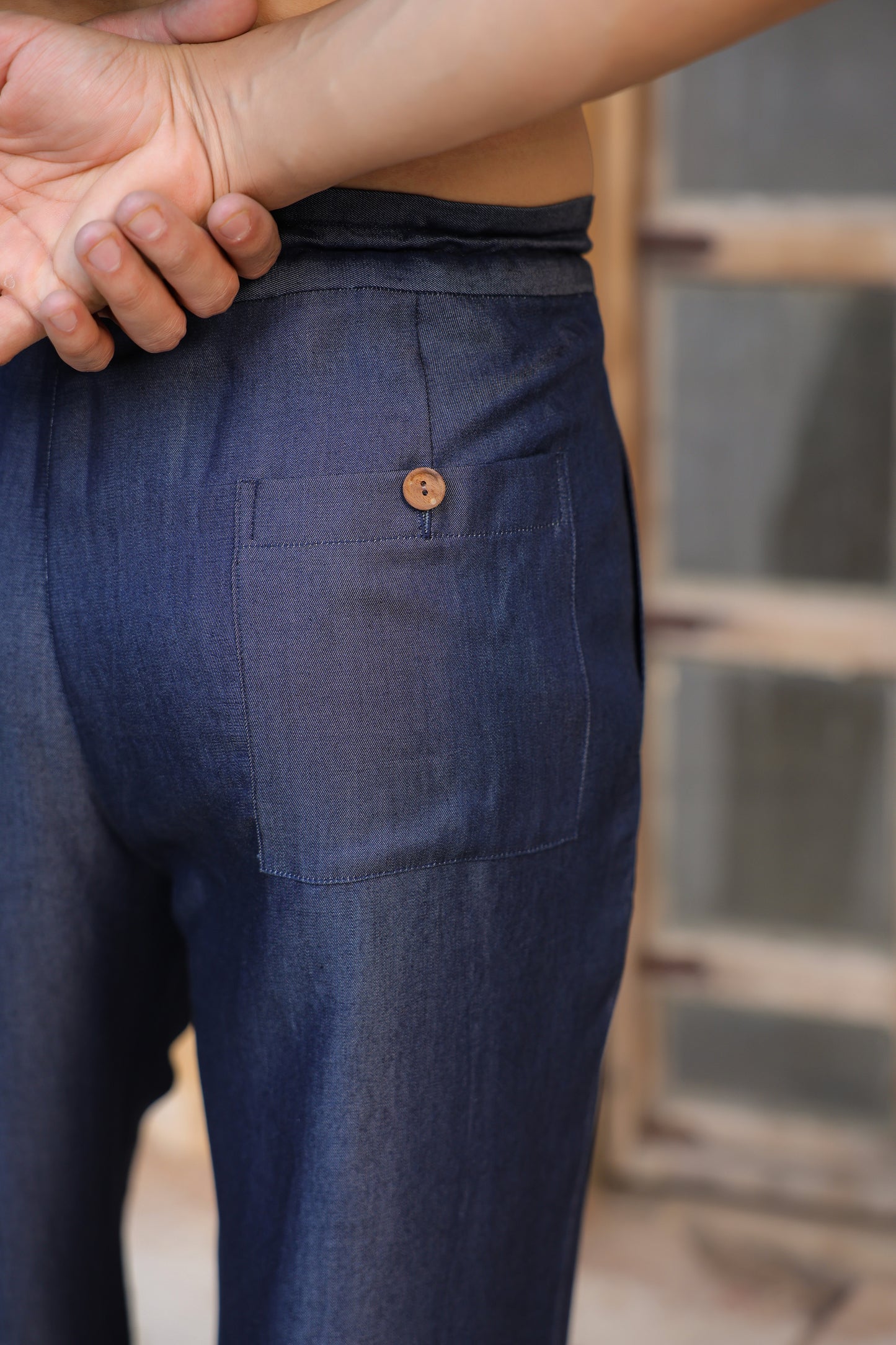 Dark Blue Denim Pajama Pants