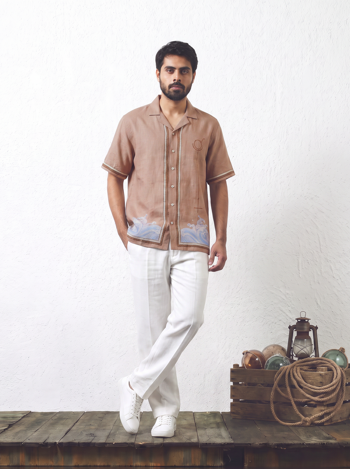 Brown Scorpio Cuban Collar Shirt