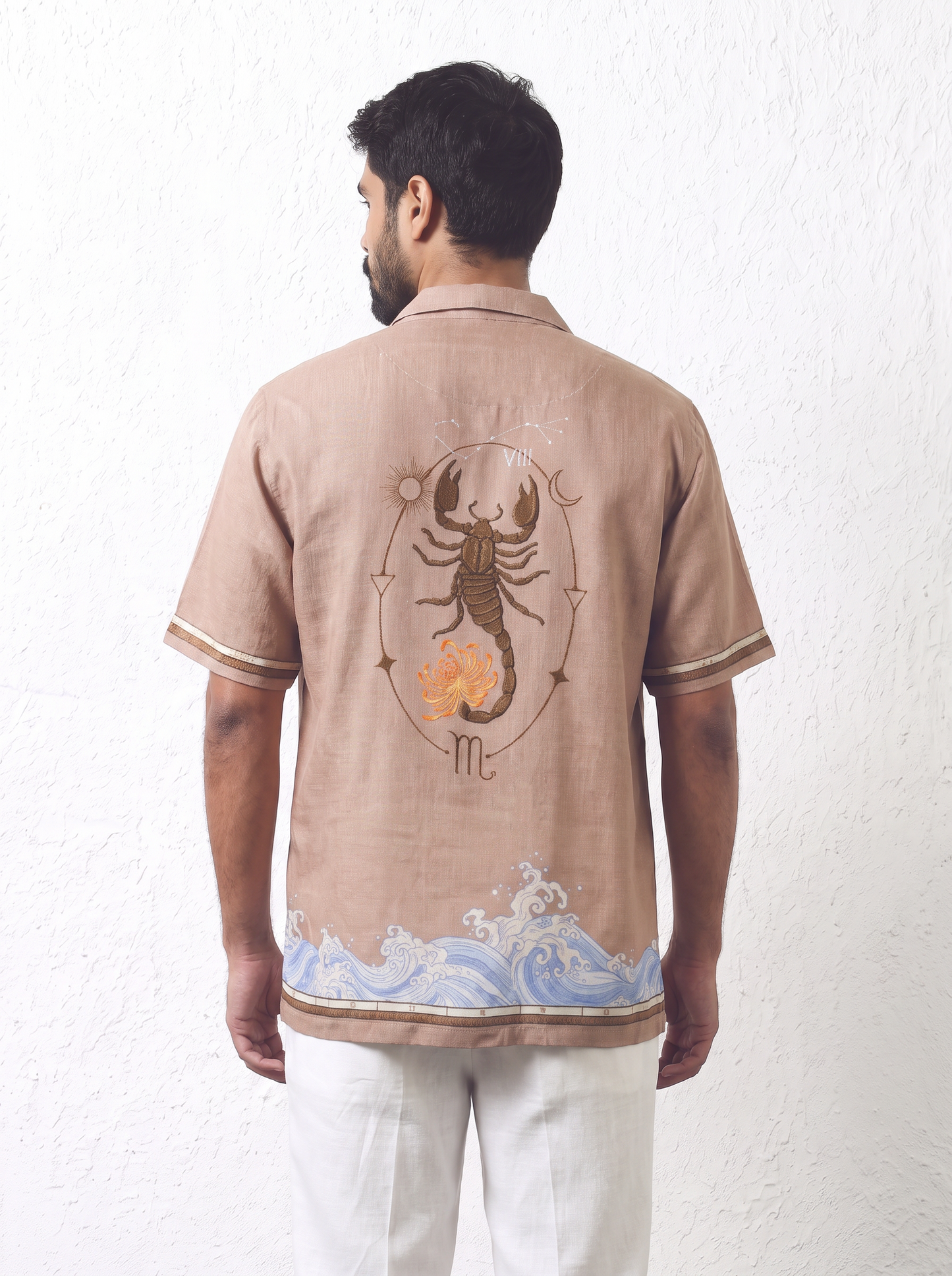 Brown Scorpio Cuban Collar Shirt