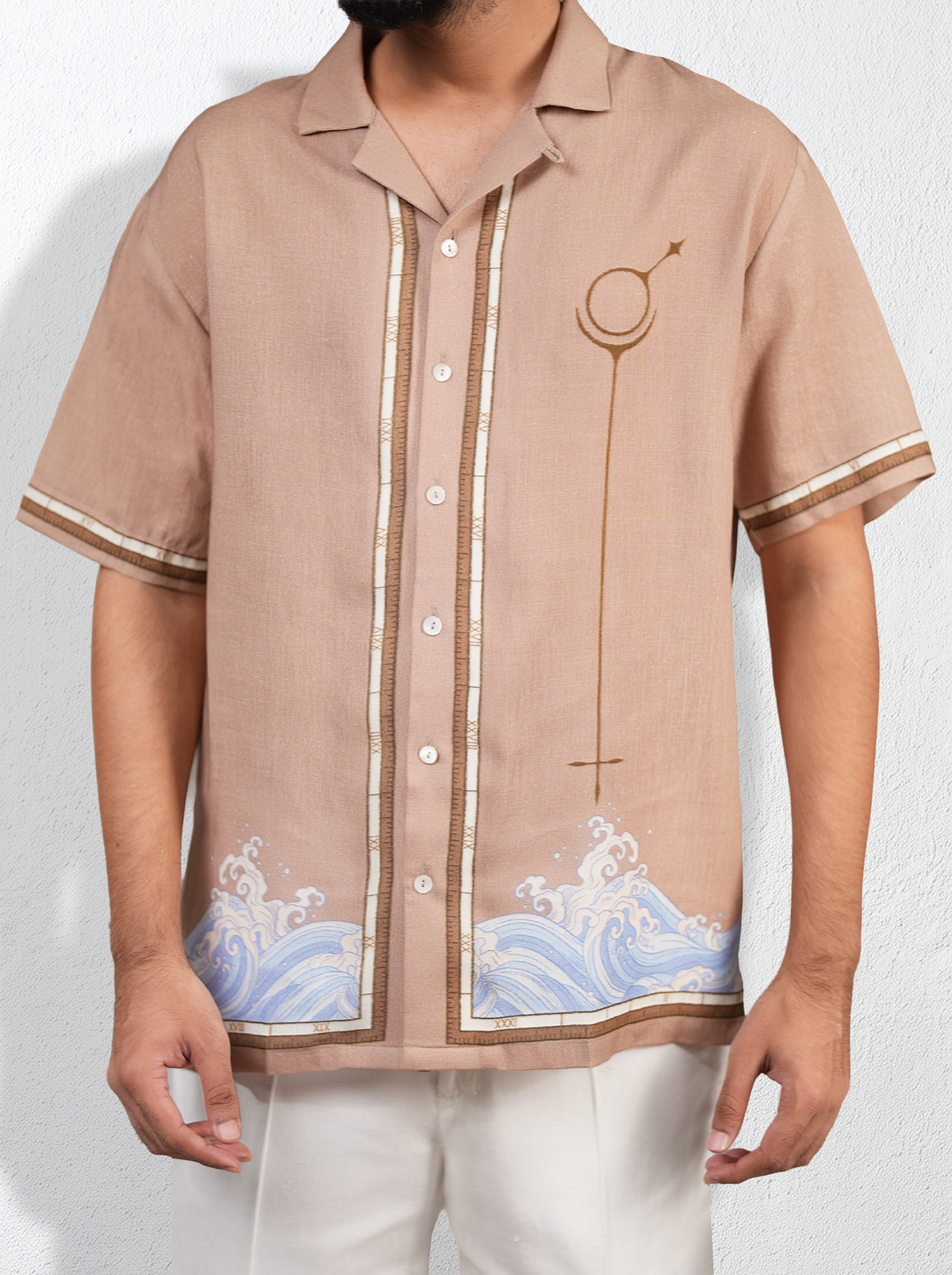 Brown Scorpio Cuban Collar Shirt