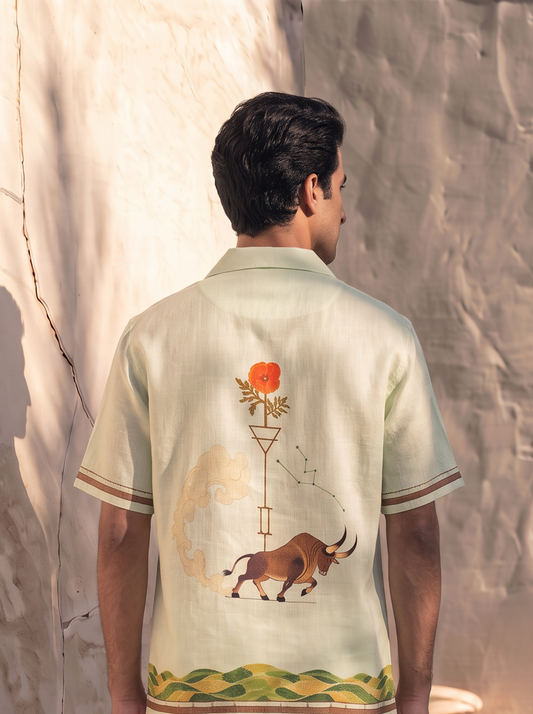 Green Taurus Cuban Collar Shirt