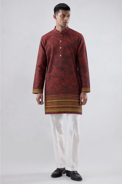 Maroon Heritage Silk Kurta