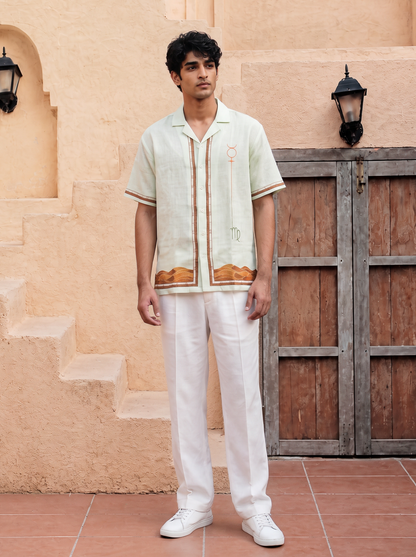 Green Virgo Cuban Collar Shirt