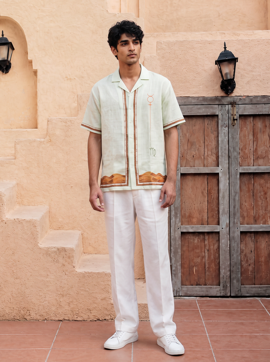 Green Virgo Cuban Collar Shirt