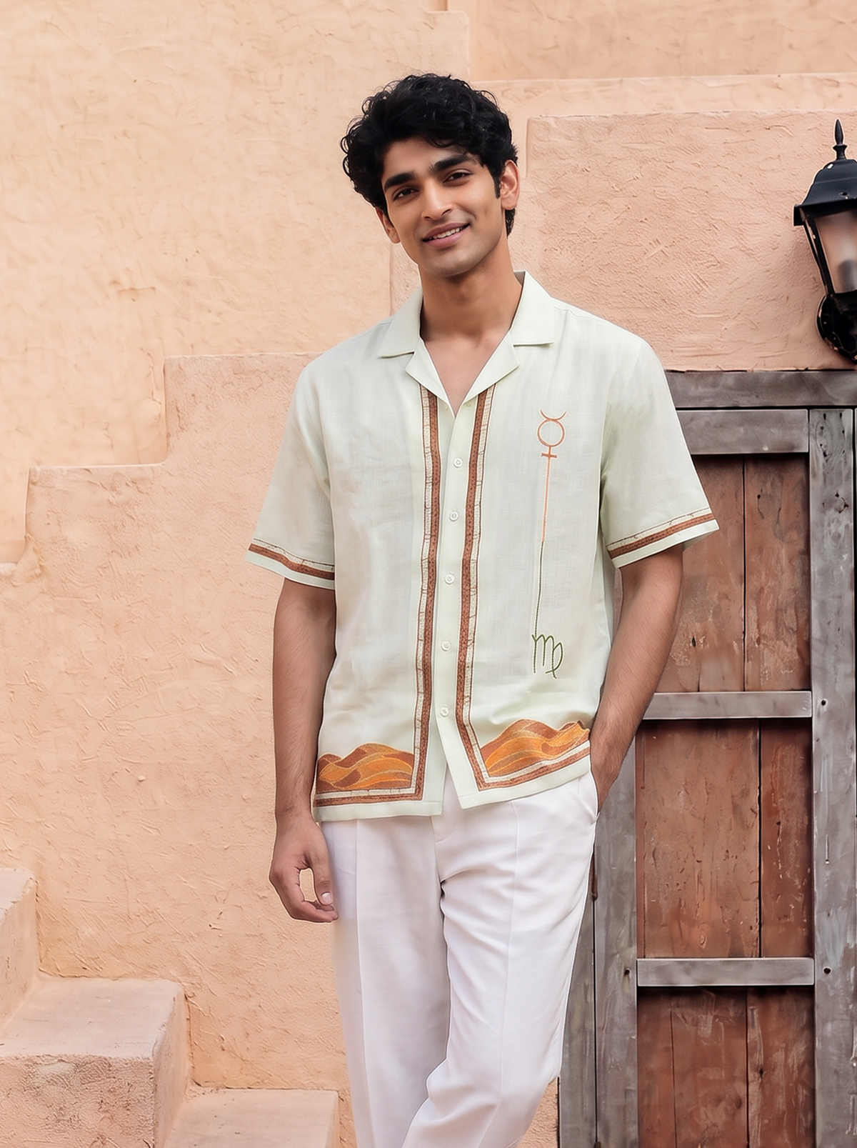 Green Virgo Cuban Collar Shirt