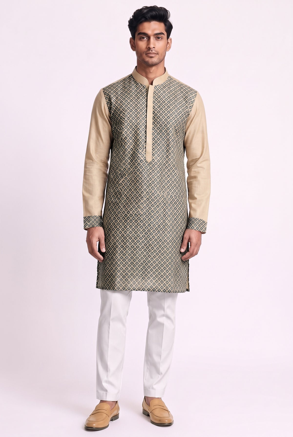 Ivory Mosiac Silk Kurta