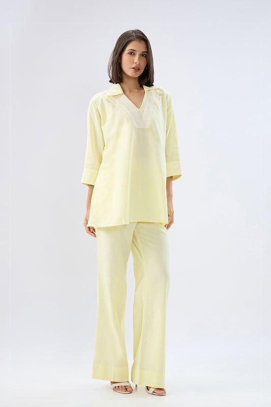 Yellow V-neck co-ord set