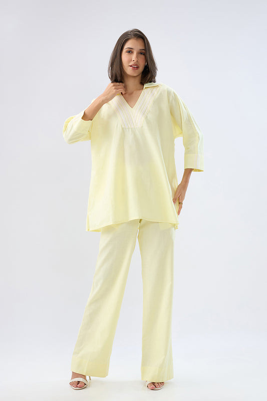 Yellow V-neck co-ord set
