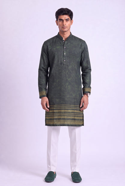 Olive Green Heritage Silk Kurta