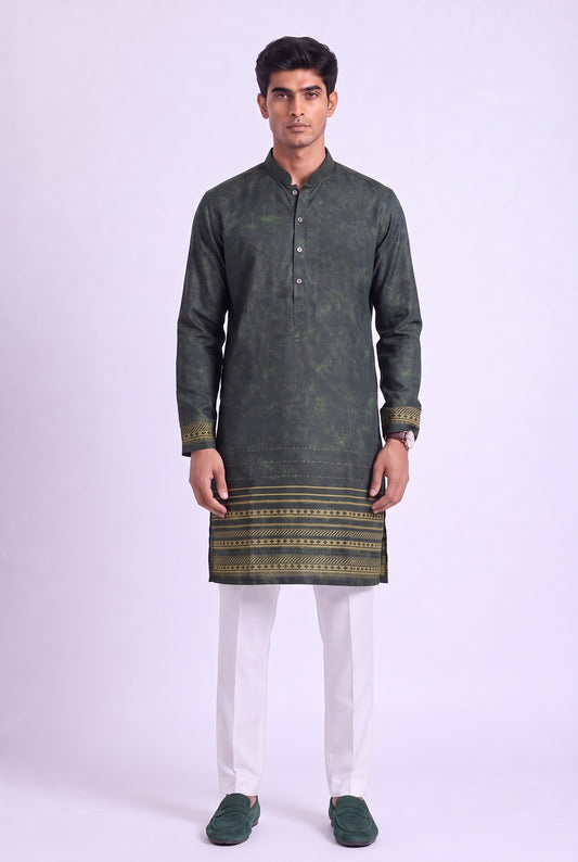 Olive Green Heritage Silk Kurta