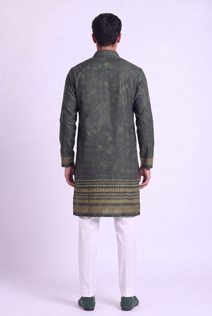Olive Green Heritage Silk Kurta